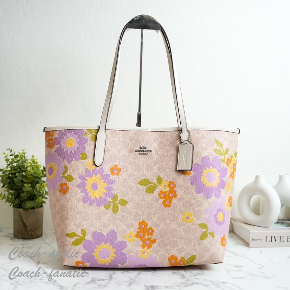NWT Coach CBG71 City Tote Bag In Signature Canvas With Floral Print